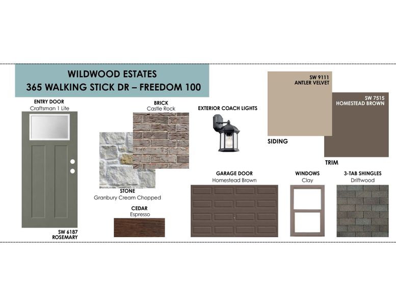 Sample of building materials used in homes in Wildwood Estates, Nolanville (Image 2). Sample of building materials used in homes in Wildwood Estates, Nolanville (Image 2).