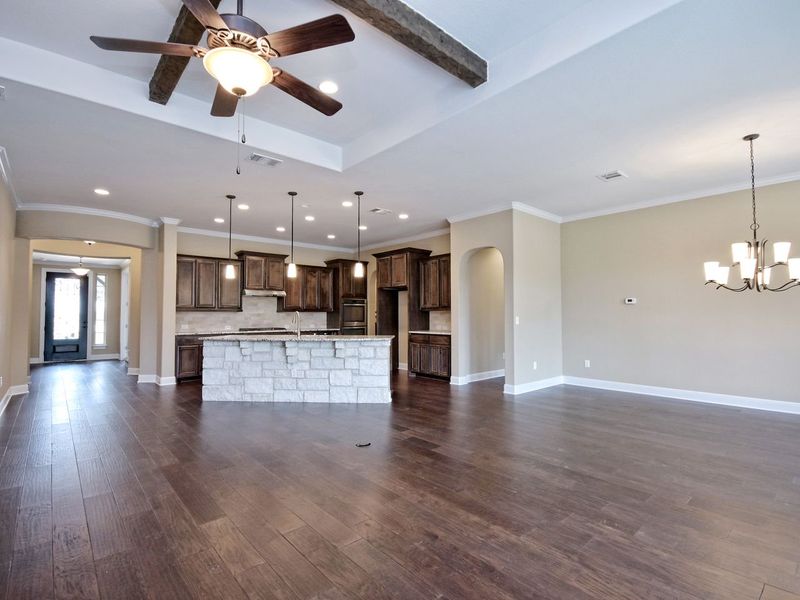 Representative unfurnished interior of a home built from the Madera II by Giddens Homes in Scofield Farms Estates, Georgetown (Image 389).