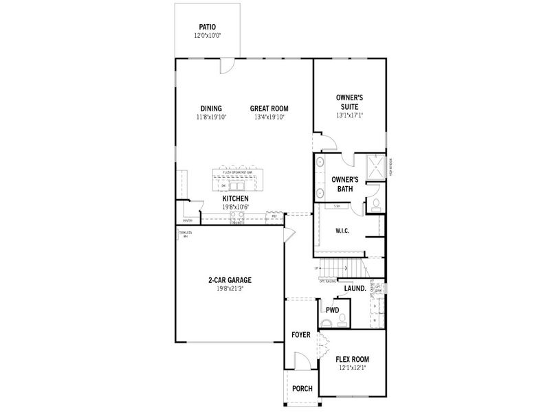 2D floor plan layout of this home in Creekside of Crowley, Crowley, TX (Image 3). 2D floor plan layout of this home in Creekside of Crowley, Crowley, TX (Image 3).