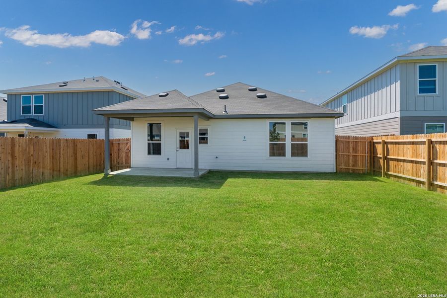 Exterior details and patio area of a home in The Overlook at Creekside, New Braunfels (Image 4).