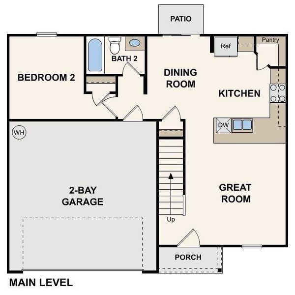 2D floor plan layout of this home in Arrowhead By The Lake, Lizella, GA (Image 3).