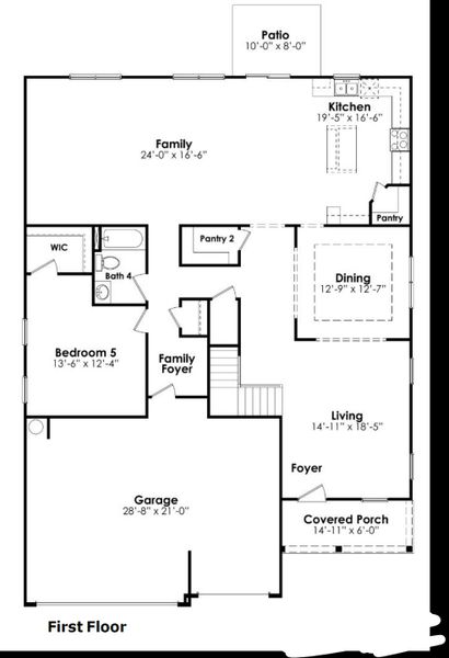 2D floor plan layout for the Westerly by D.R. Horton in Old Chapin Reserve, Lexington, SC (Image 3).