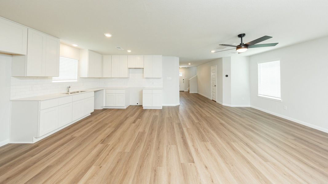 Kitchen, Dining Area, and Family Room