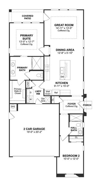 2D floor plan layout for the Calder by K. Hovnanian® Homes in K. Hovnanian’s® Four Seasons at Victory at Verrado Cottages, Buckeye, AZ (Image 4). 2D floor plan layout for the Calder by K. Hovnanian® Homes in K. Hovnanian’s® Four Seasons at Victory at Verrado Cottages, Buckeye, AZ (Image 4).