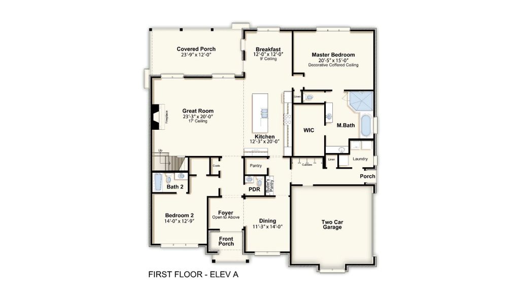 2D floor plan layout for the Huntington by Grant & Co in White Oak, Arlington, TN (Image 3).
