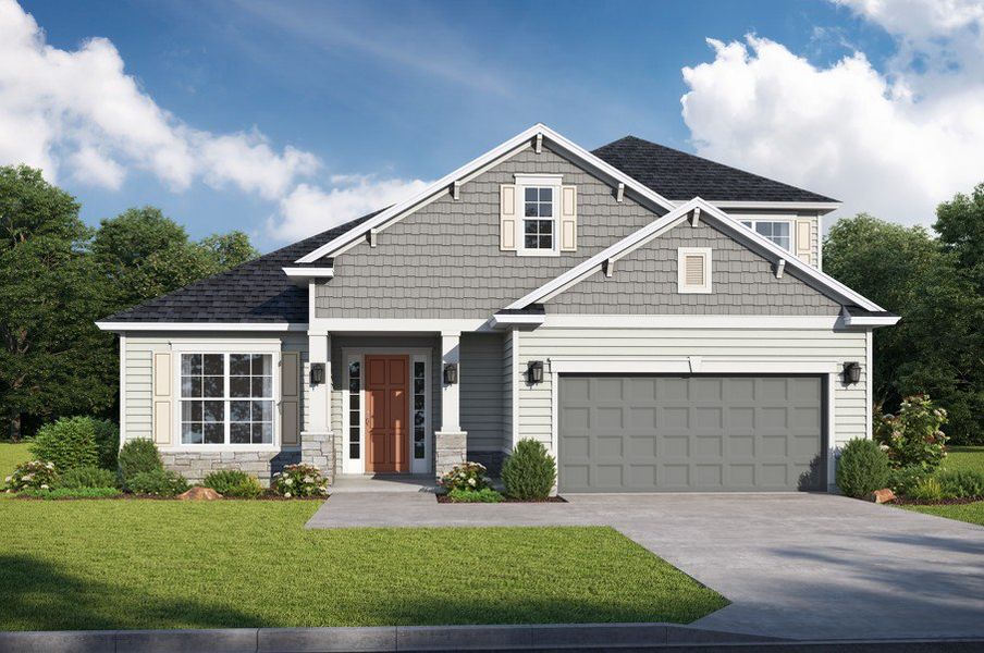 Representative exterior photo of a completed home built from the Almeria II by SEDA New Homes in Sandy Ridge, Yulee, FL (Image 5). Representative exterior photo of a completed home built from the Almeria II by SEDA New Homes in Sandy Ridge, Yulee, FL (Image 5).