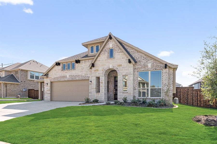 Front exterior of a new home in Somerset Classic 70s & 80s, Mansfield, TX, highlighting curb appeal (Image 1). Front exterior of a new home in Somerset Classic 70s & 80s, Mansfield, TX, highlighting curb appeal (Image 1).