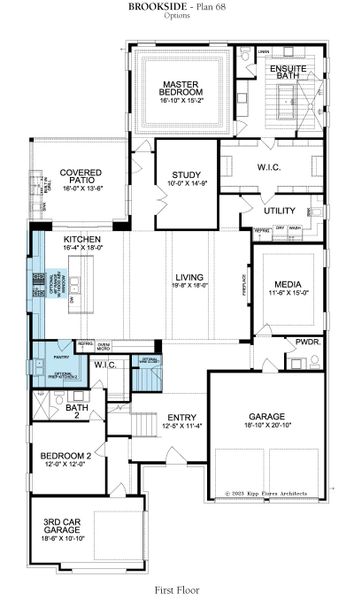 2D floor plan layout for the Brookside by Landon Homes in Fields - Brookside North, Frisco, TX (Image 5). 2D floor plan layout for the Brookside by Landon Homes in Fields - Brookside North, Frisco, TX (Image 5).