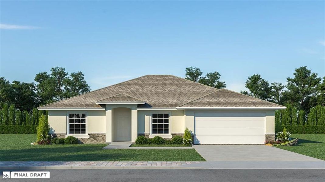 Front exterior of a new home in , Palm Bay, FL, highlighting curb appeal (Image 1).