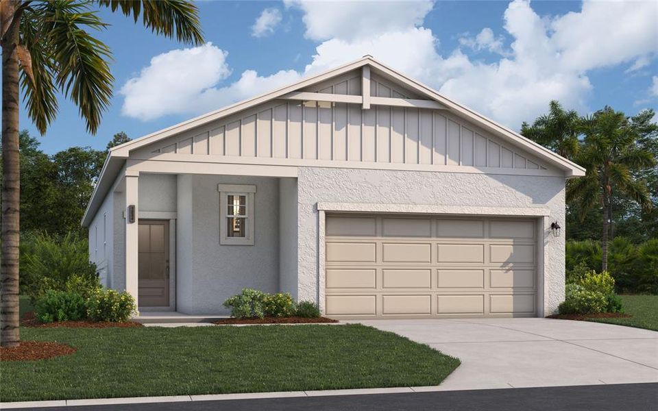 Front exterior of a new home in Country Club Estates, Palm Bay, FL, highlighting curb appeal (Image 1). Front exterior of a new home in Country Club Estates, Palm Bay, FL, highlighting curb appeal (Image 1).