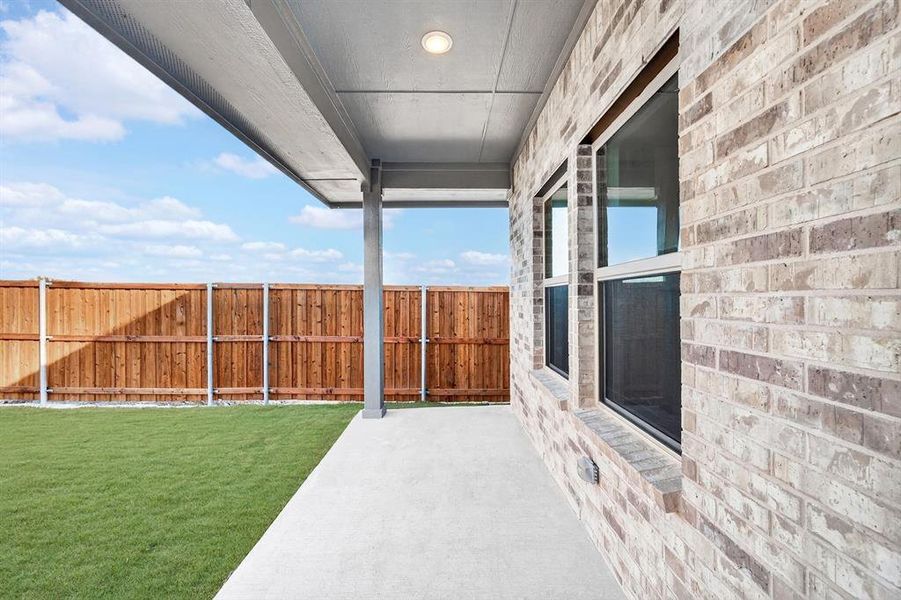 Exterior details and patio area of a home in Aspire at Noble Ridge, Howe (Image 21). Exterior details and patio area of a home in Aspire at Noble Ridge, Howe (Image 21).