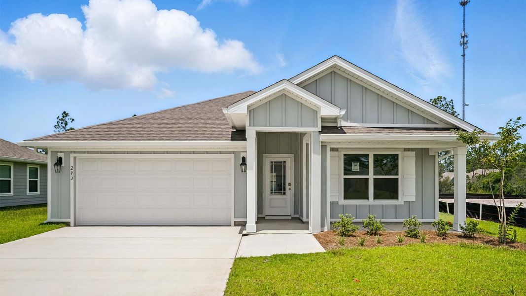 Front exterior of a new home in Palmetto Bluff, Port Saint Joe, FL, highlighting curb appeal (Image 1). Front exterior of a new home in Palmetto Bluff, Port Saint Joe, FL, highlighting curb appeal (Image 1).
