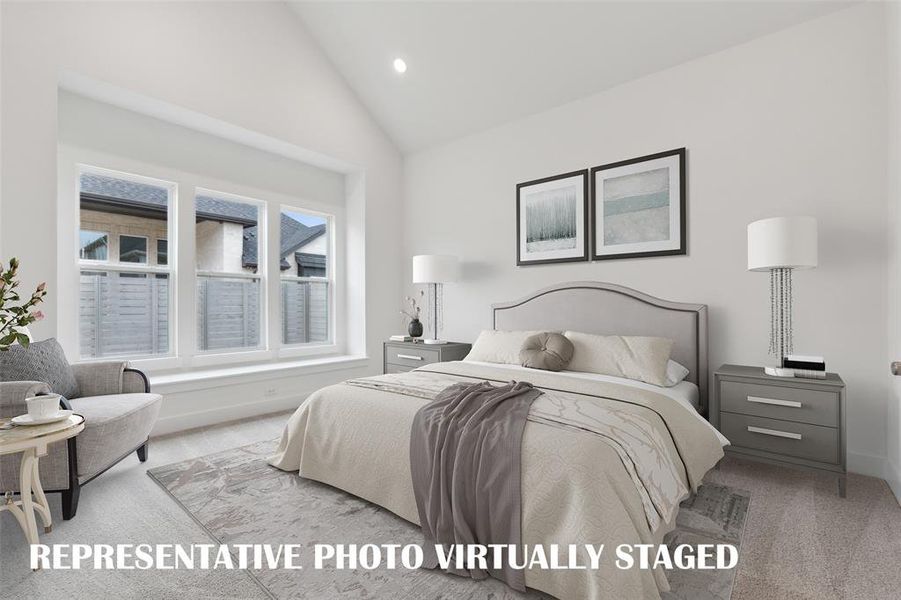 The peaceful and relaxing owner's suite is located at the rear of the home for additional privacy.  REPRESENTATIVE PHOTO VIRTUALLY STAGED