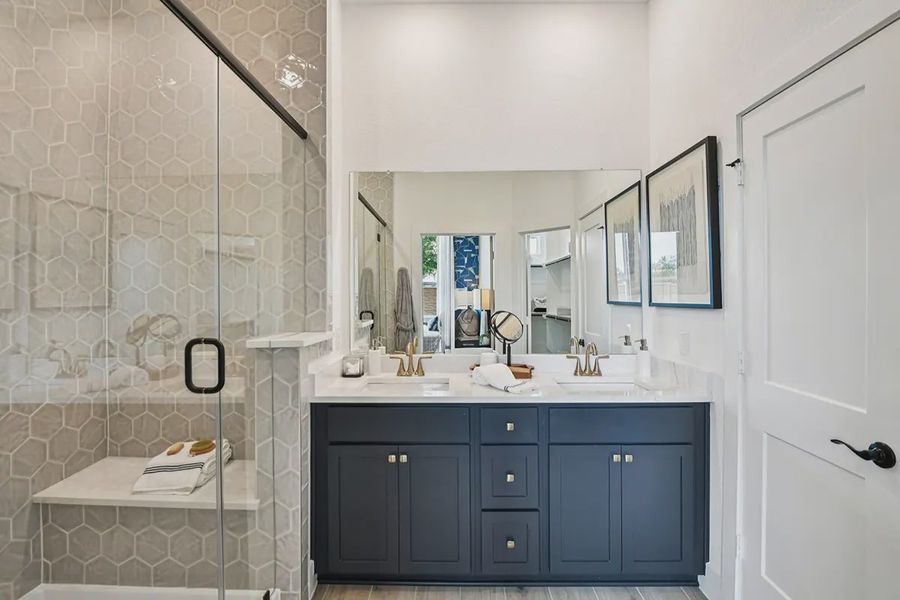 Furnished interior view inside a new home in Meridiana Chateau, Manvel (Image 32).
