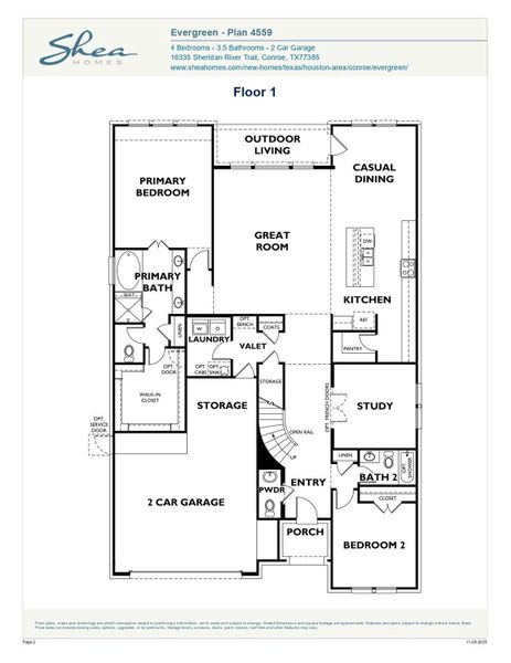 2D floor plan layout of this home in , Conroe, TX (Image 2).