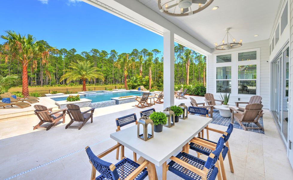 Representative exterior details of a home built from the Palos Verdes - Elite Series by ICI Homes in Reflections at Seabrook, Nocatee (Image 1). Representative exterior details of a home built from the Palos Verdes - Elite Series by ICI Homes in Reflections at Seabrook, Nocatee (Image 1).