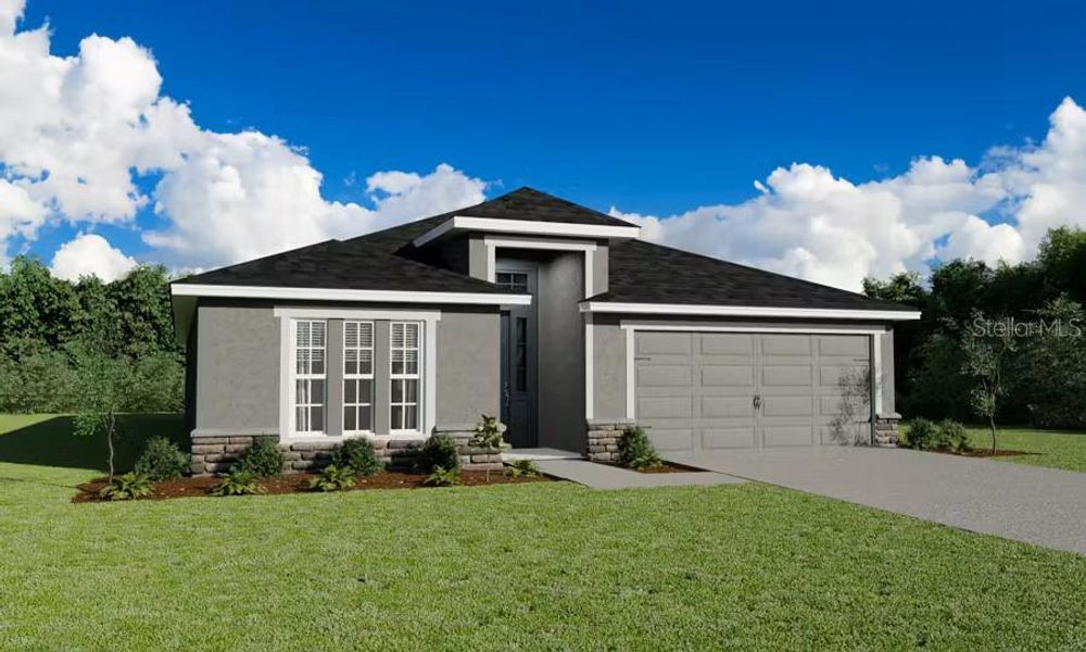 Front exterior of a new home in VillaMar, Winter Haven, FL, highlighting curb appeal (Image 1). Front exterior of a new home in VillaMar, Winter Haven, FL, highlighting curb appeal (Image 1).