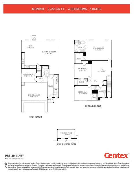 2D floor plan layout of this home in Montgomery Bend, Montgomery, TX (Image 3).
