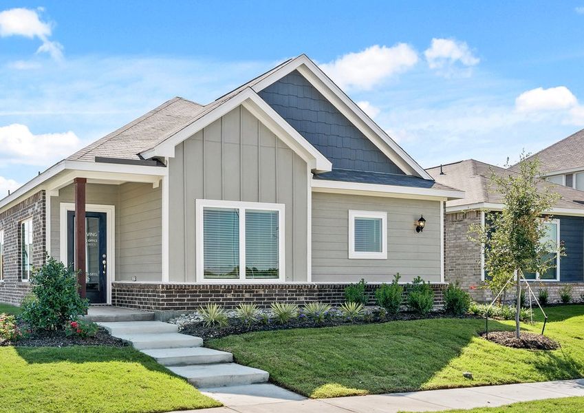 The Tulip has a siding and brick exterior. The Tulip has a siding and brick exterior.