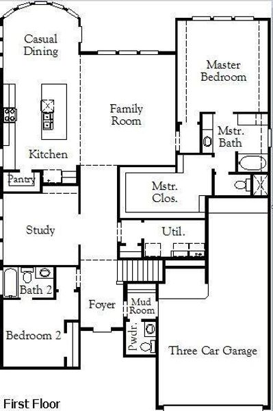2D floor plan layout of this home in Coastal Point, League City, TX (Image 3).