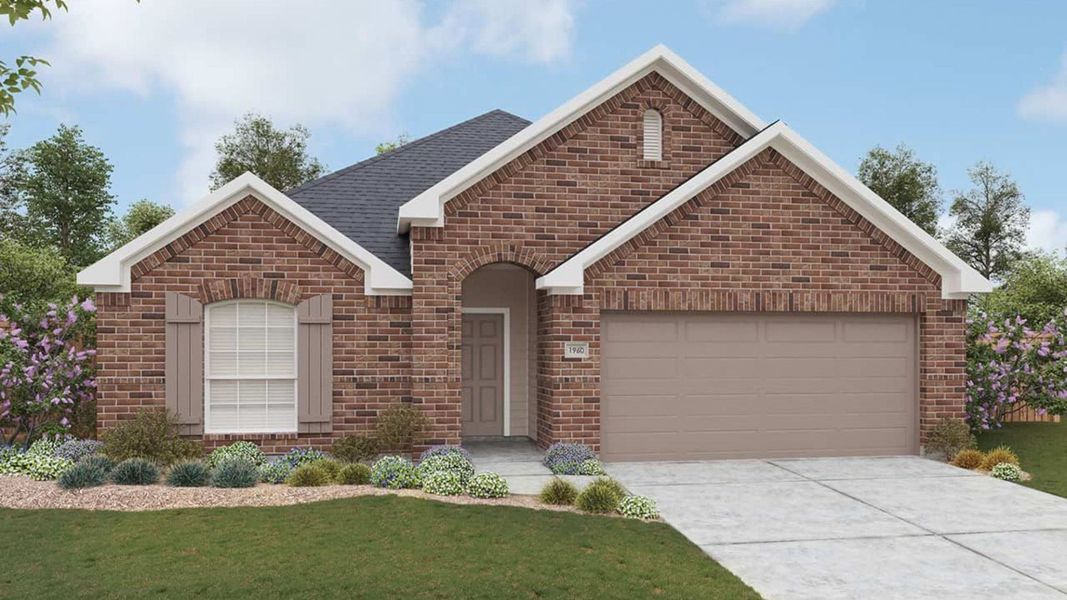 Representative exterior photo of a completed home built from the Kimbell by DRB Homes in Westridge - Landmark, San Antonio, TX (Image 5). Representative exterior photo of a completed home built from the Kimbell by DRB Homes in Westridge - Landmark, San Antonio, TX (Image 5).