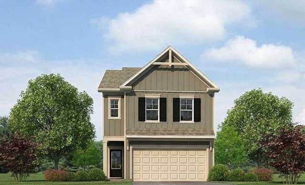 Front exterior of a new home in Walden Park - The Retreat, Jonesboro, GA, highlighting curb appeal (Image 2). Front exterior of a new home in Walden Park - The Retreat, Jonesboro, GA, highlighting curb appeal (Image 2).