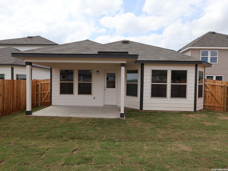 Exterior details and patio area of a home in Meadows at Clear Springs, New Braunfels (Image 22).