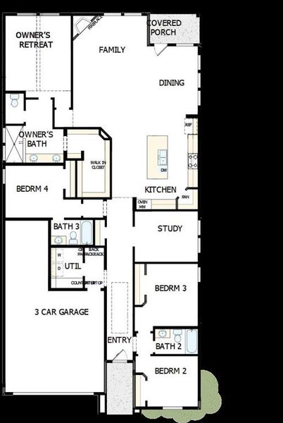 2D floor plan layout of this home in Pecan Square - Gardens, Northlake, TX (Image 4). 2D floor plan layout of this home in Pecan Square - Gardens, Northlake, TX (Image 4).