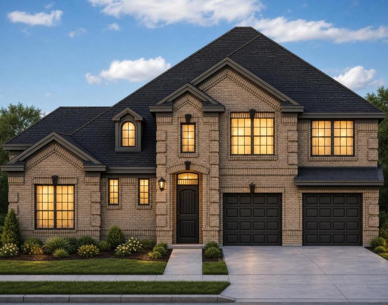 Representative exterior photo of a completed home built from the Hartford II by Grand Homes in Dominion of Pleasant Valley, Wylie, TX (Image 22).
