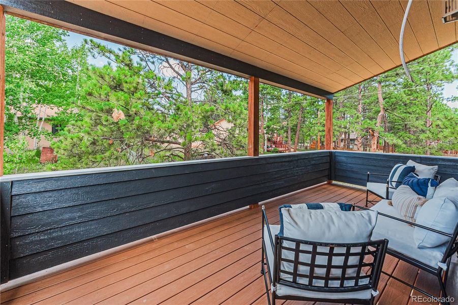 Exterior details and patio area of a home in , Woodland Park (Image 2). Exterior details and patio area of a home in , Woodland Park (Image 2).