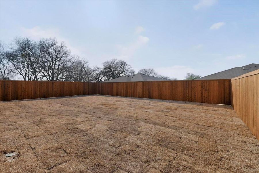 View of fenced backyard