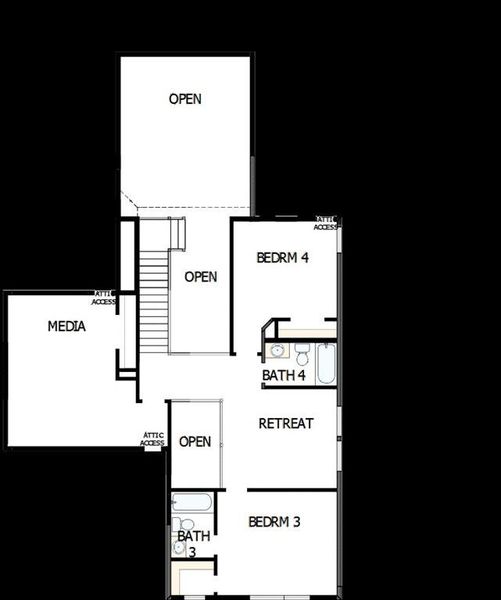 2D floor plan layout of this home in Pecan Square - Gardens, Northlake, TX (Image 4).