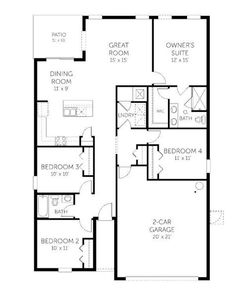 2D floor plan layout for the Bradley - 50' Homesites by Dream Finders Homes in Reserve at Hammock Oaks, Lady Lake, FL (Image 3). 2D floor plan layout for the Bradley - 50' Homesites by Dream Finders Homes in Reserve at Hammock Oaks, Lady Lake, FL (Image 3).