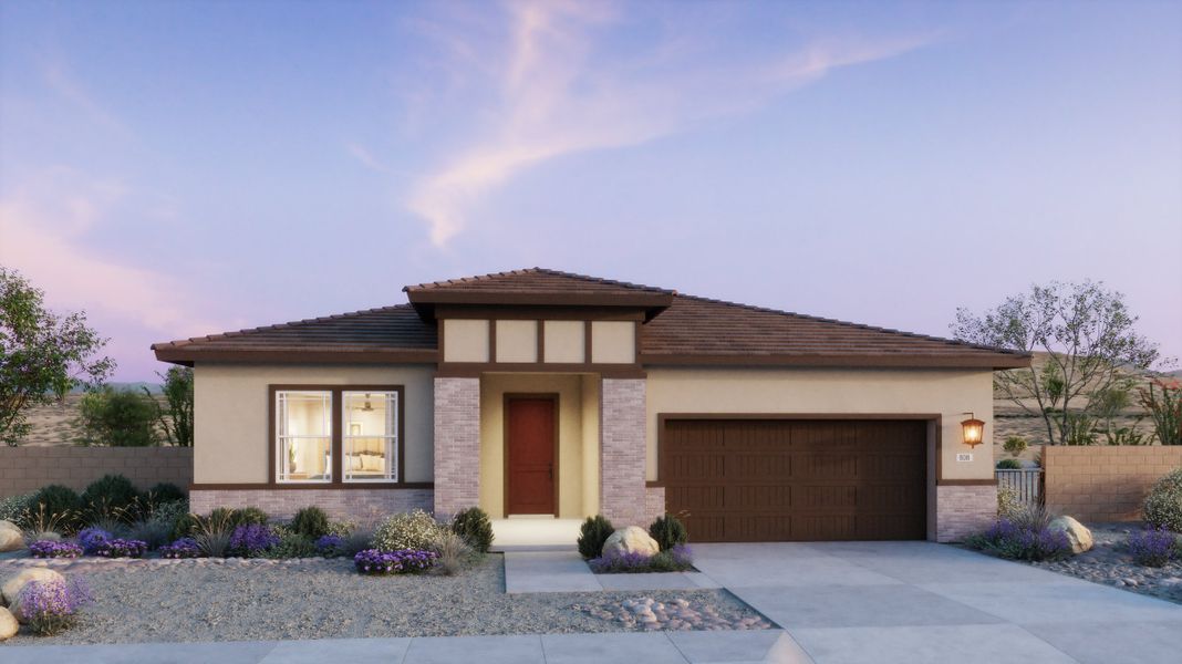 Representative exterior photo of a completed home built from the 4502 by Risewell Homes in The Estates at Frontera, Surprise, AZ (Image 2). Representative exterior photo of a completed home built from the 4502 by Risewell Homes in The Estates at Frontera, Surprise, AZ (Image 2).