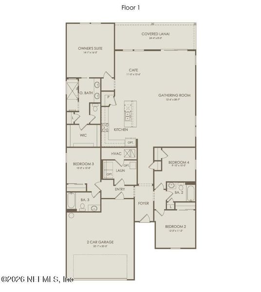 2D floor plan layout of this home in Hyland Trail, Green Cove Springs, FL (Image 3).