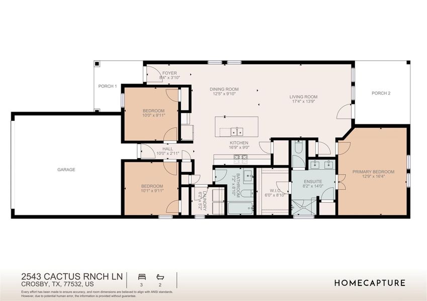 2D floor plan layout of this home in Sundance Cove - Traditional Series, Crosby, TX (Image 4).