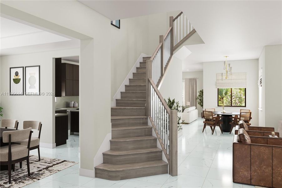 Furnished interior view inside a new home in Greenview at Presidential, Miami (Image 3). Furnished interior view inside a new home in Greenview at Presidential, Miami (Image 3).