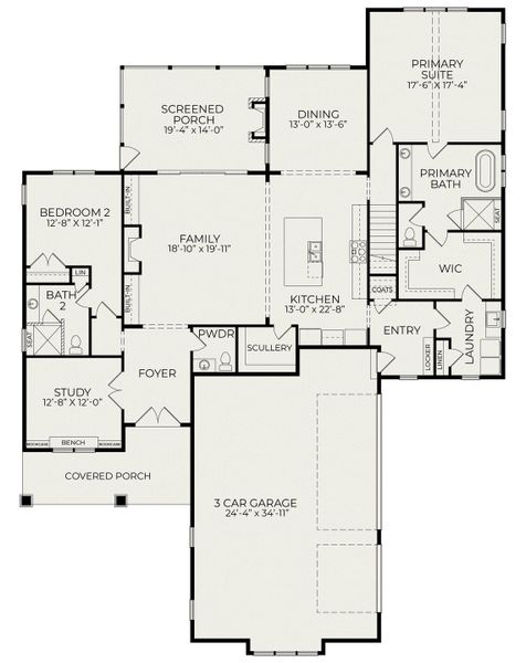 2D floor plan layout of this home in Pinehurst Proper, Pinehurst, NC (Image 4).