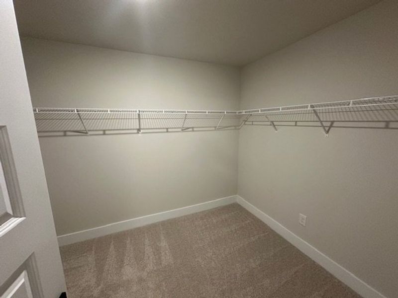 This spacious walk-in closet features ample storag