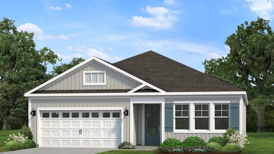 Representative exterior photo of a completed home built from the Aberdeen by D.R. Horton in The Sanctuary at East Argent, Ridgeland, SC (Image 6).