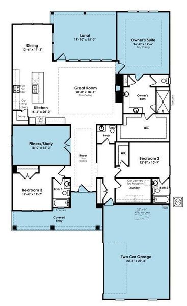 2D floor plan layout of this home in Cresswind at Spring Haven, Newnan, GA (Image 4).