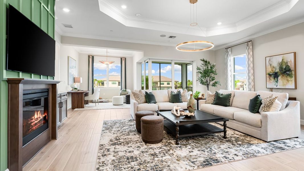 Representative furnished interior of a home built from the Romano by Taylor Morrison in Esplanade by the Islands Coach Homes, Naples (Image 5).