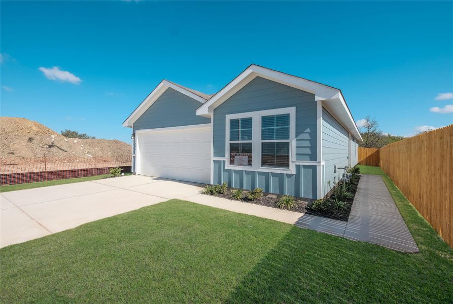 Front exterior of a new home in Durango, Mustang Ridge, TX, highlighting curb appeal (Image 1).