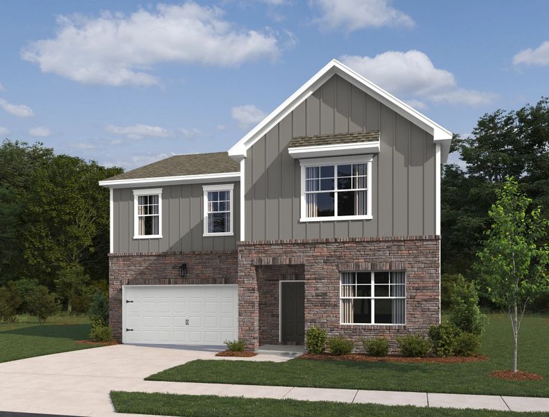 Representative exterior photo of a completed home built from the Bartlett by Ashton Woods in Ascent at Arbor Ridge, La Vergne, TN (Image 2).