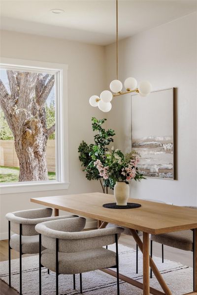 Dining overlooking mature tree Dining overlooking mature tree