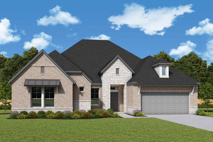 Representative exterior photo of a completed home built from the The Marigold by David Weekley Homes in ARTAVIA - Parkview Collection, Conroe, TX (Image 2).
