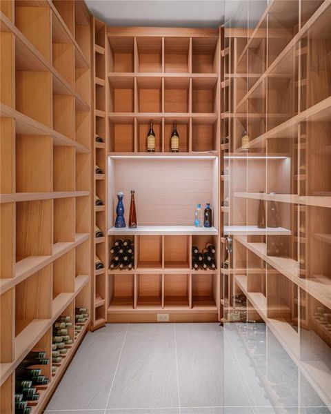 Hidden wine celler and safe room.