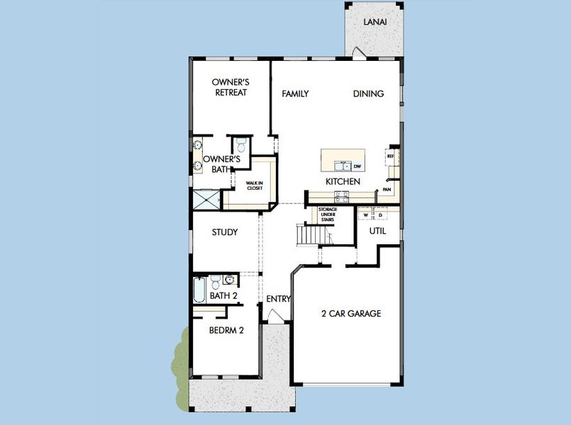 2D floor plan layout for the The Collins by David Weekley Homes in Palmeras at Crossprairie – The Grove Collection, St. Cloud, FL (Image 3).