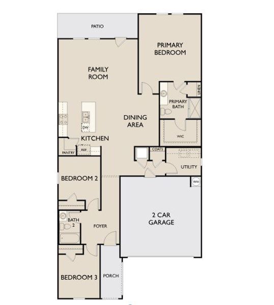 2D floor plan layout for the Moonbeam by Starlight Homes in The Trails, Phoenix, AZ (Image 3).