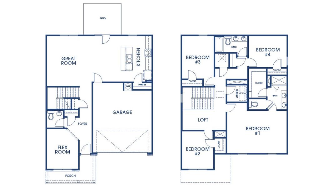 2D floor plan layout of this home in Oakchase at Hampton, Hampton, GA (Image 2).